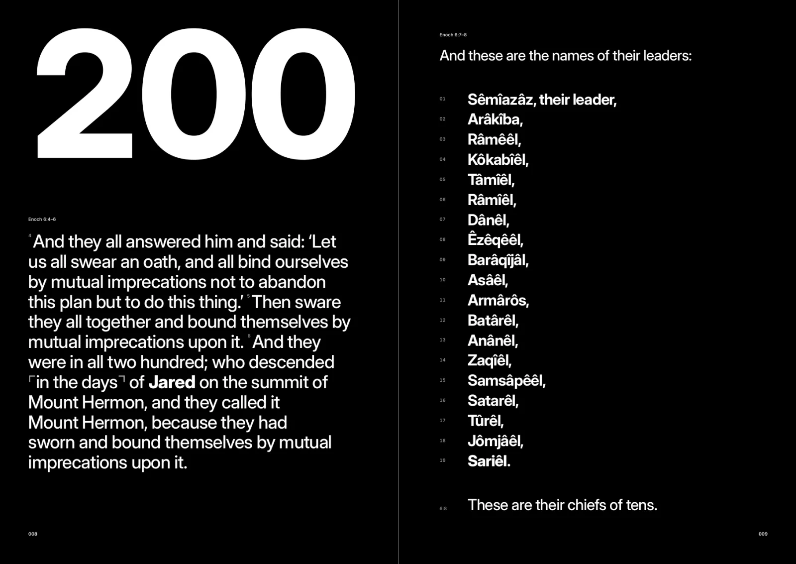 Enoch spread with the number 200 and the names of the leaders